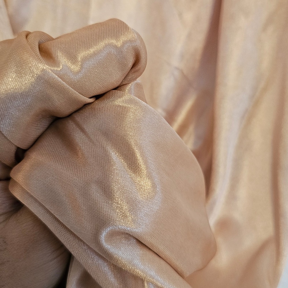 Vintage Satin Lace Robe Kimono Duster Gold Beige Glam Lingerie - Picture 4 of 5